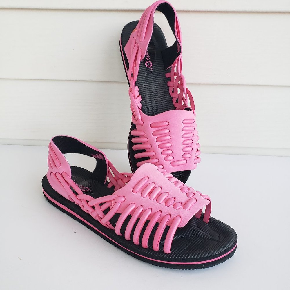 Vintage 80s pink Sand and Surf squishy foam beach sandals